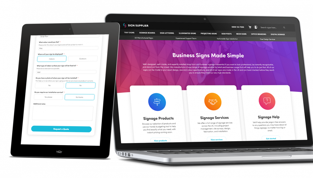 Sign Supplier website shown on various devices